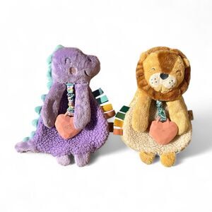 Itzy Ritzy Dino & Lion Lovey Plush Teether Set Baby Sensory